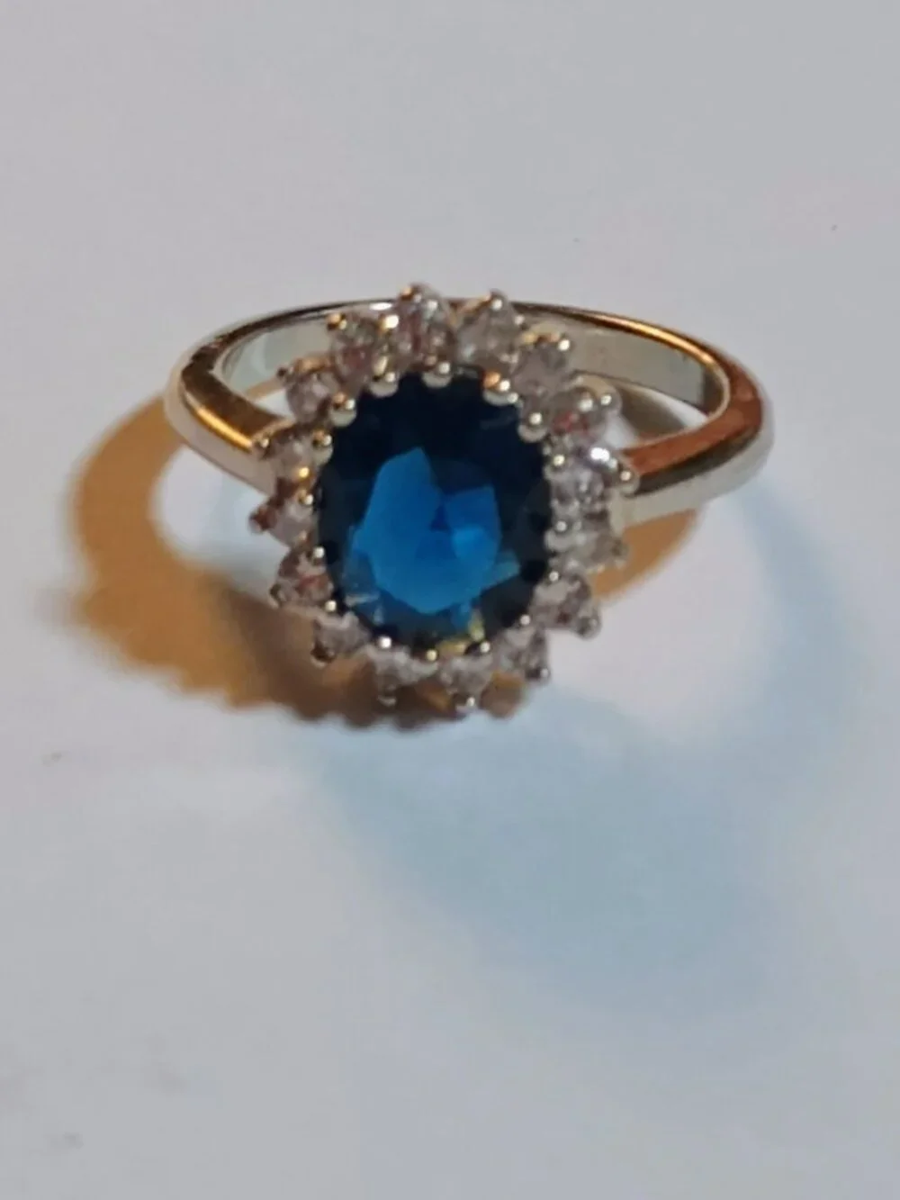 Oval Cut Blue Sapphire Classic Princess Style Ring